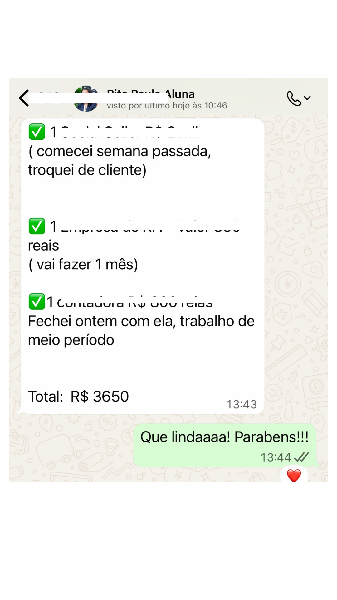 Depoimento de aluna