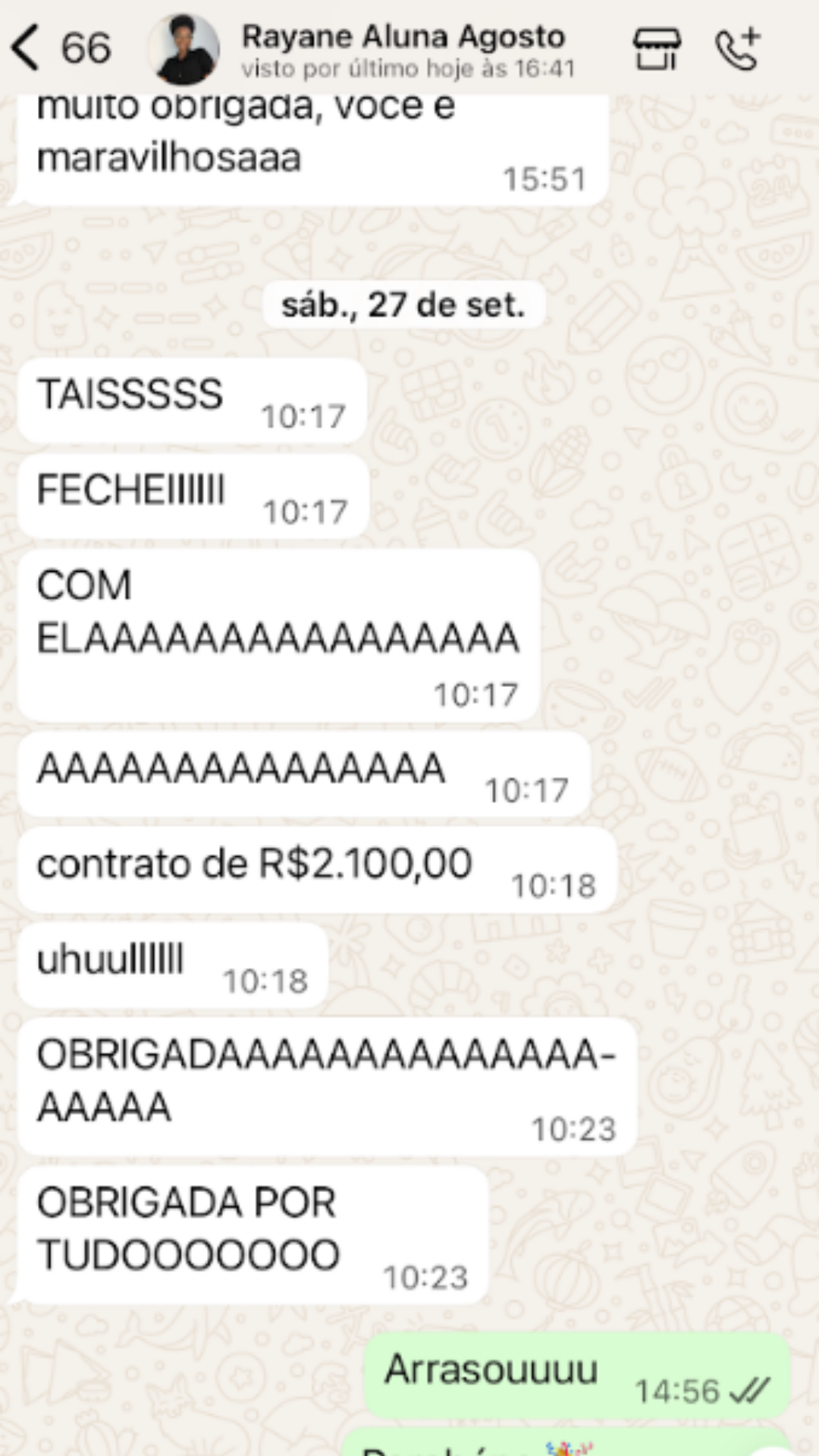 Depoimento de aluna